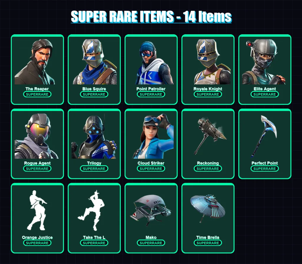 [PC/XBOX] | The Reaper | Blue Squire | Point Patroller | Royale Knight | Elite Agent | 240 skin | 219 pickaxe | 167 emote | 129 glider | Lv1333 — Fortnite account