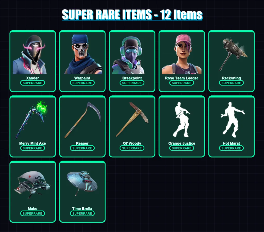 [PC/XBOX/PSN] | Xander | Warpaint | Breakpoint | Rose Team Leader | Hybrid | 148 skin | 149 pickaxe | 117 emote | 106 glider | Lv1597