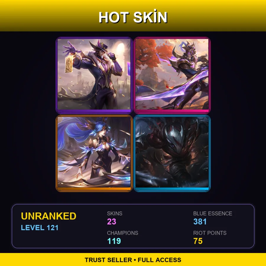 NA | Lv121 | Unranked | 23 Skin | 119 Champ — LoL account