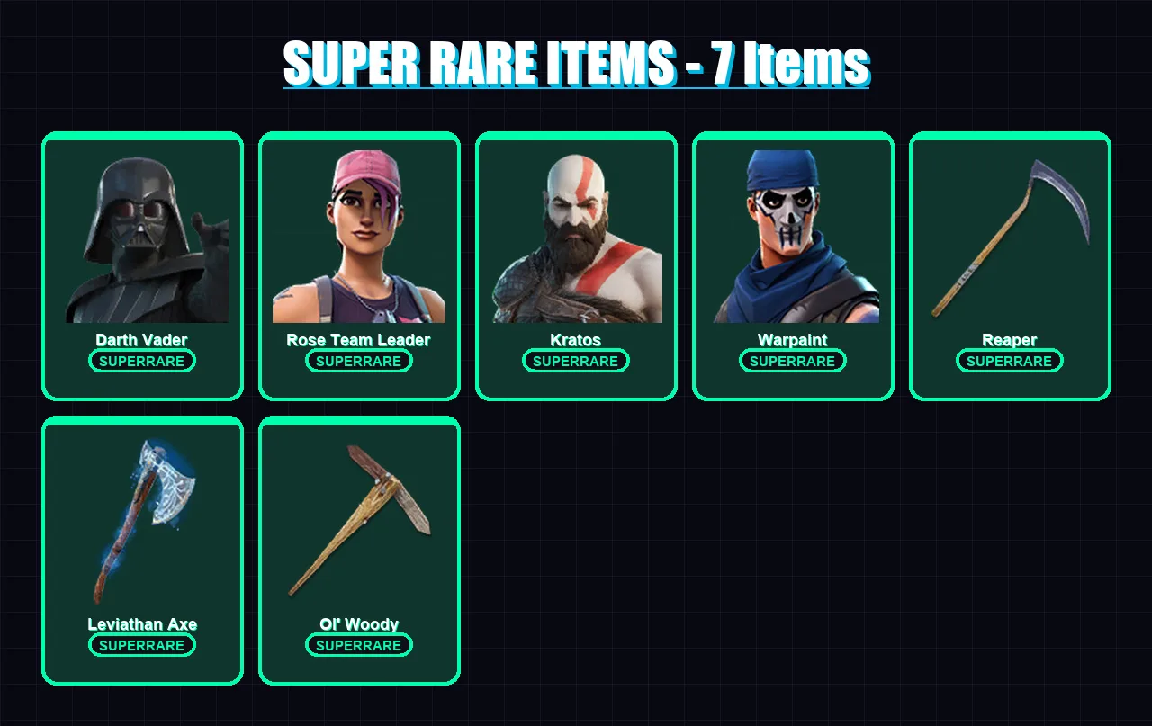 [PS4/PS5/XBOX/PC] | Darth Vader | Rose Team Leader | Kratos | Warpaint | Raz | 210 skin | 258 pickaxe | 176 emote | 161 glider | Lv2079