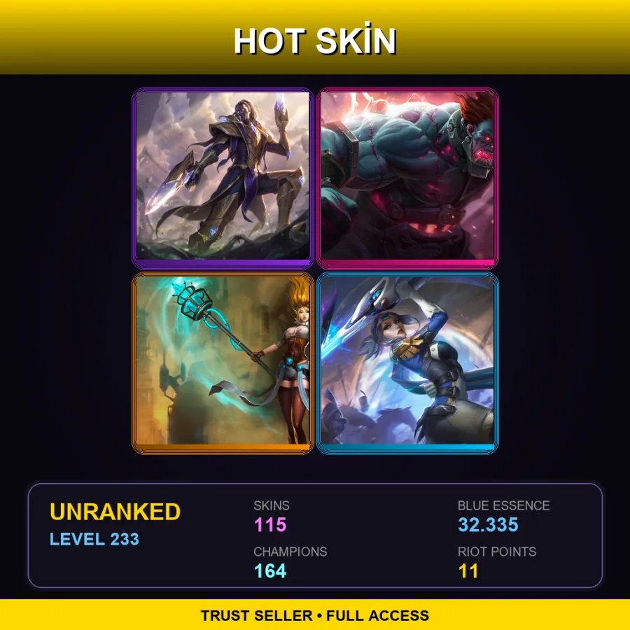LAN | Lv233 | Unranked | 115 Skin | 164 Champ