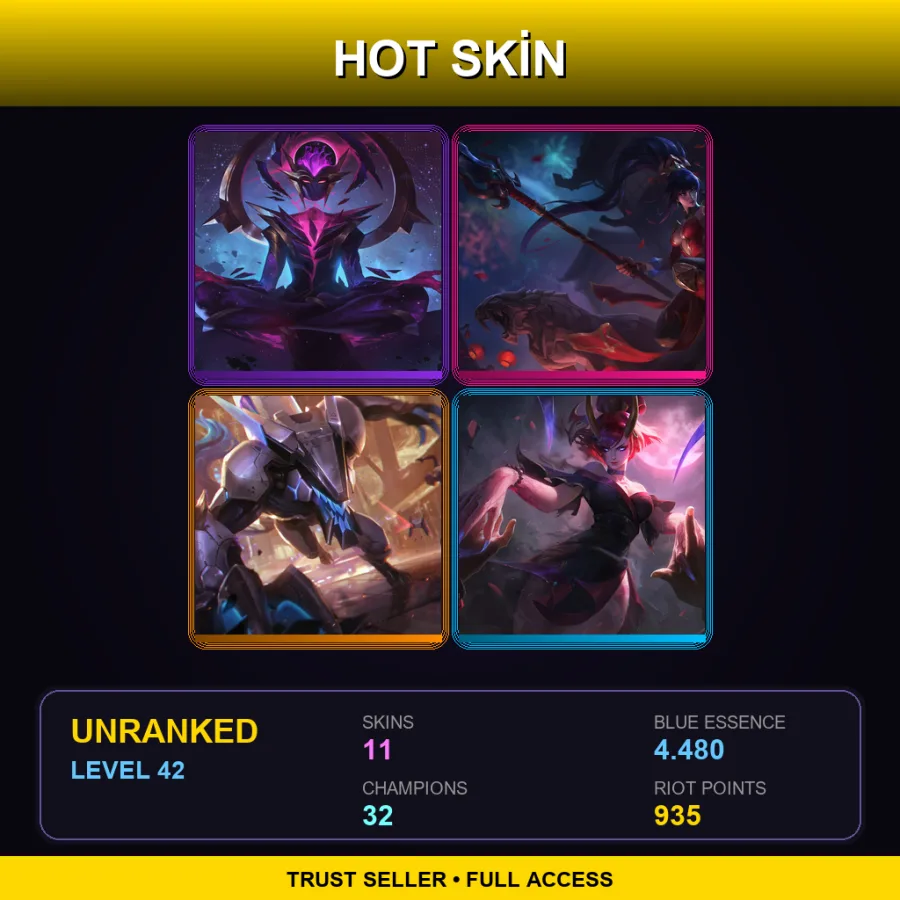 NA | Lv42 | Unranked | 11 Skin | 32 Champ