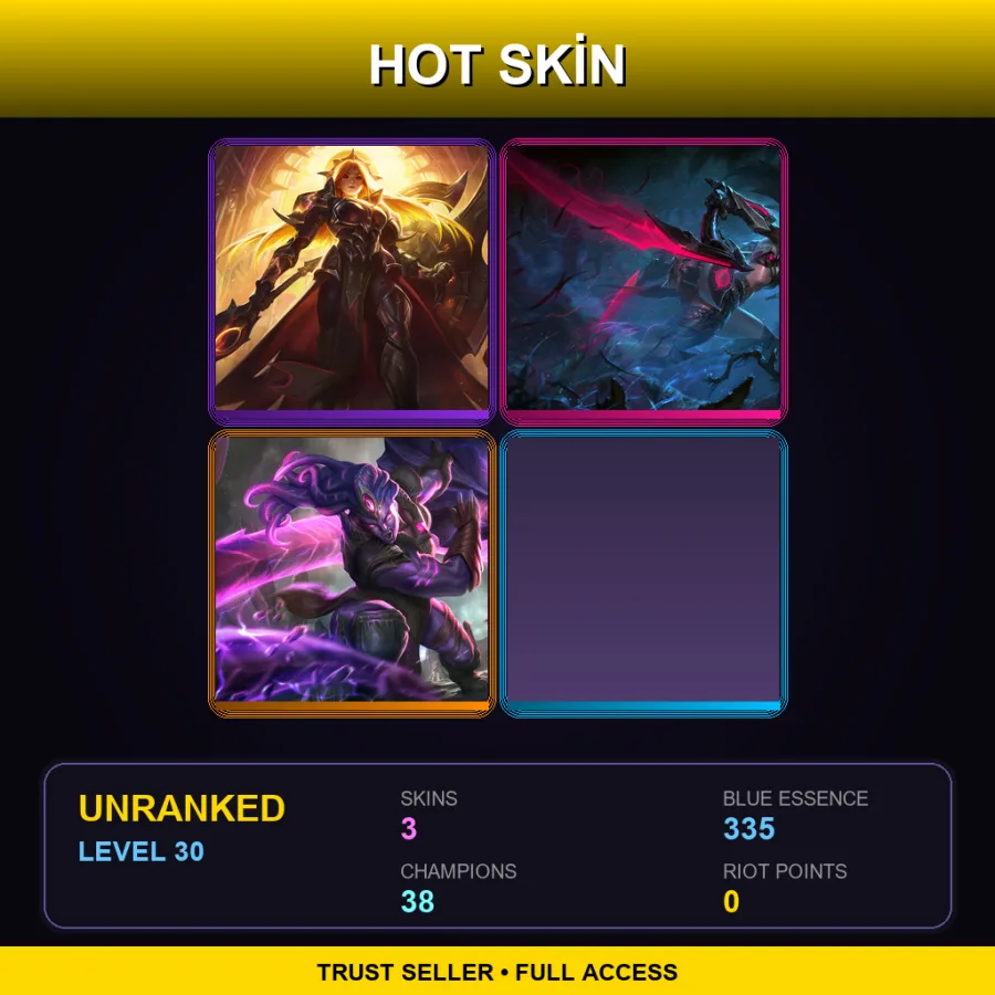 TR | Lv30 | Unranked | 3 Skin | 38 Champ