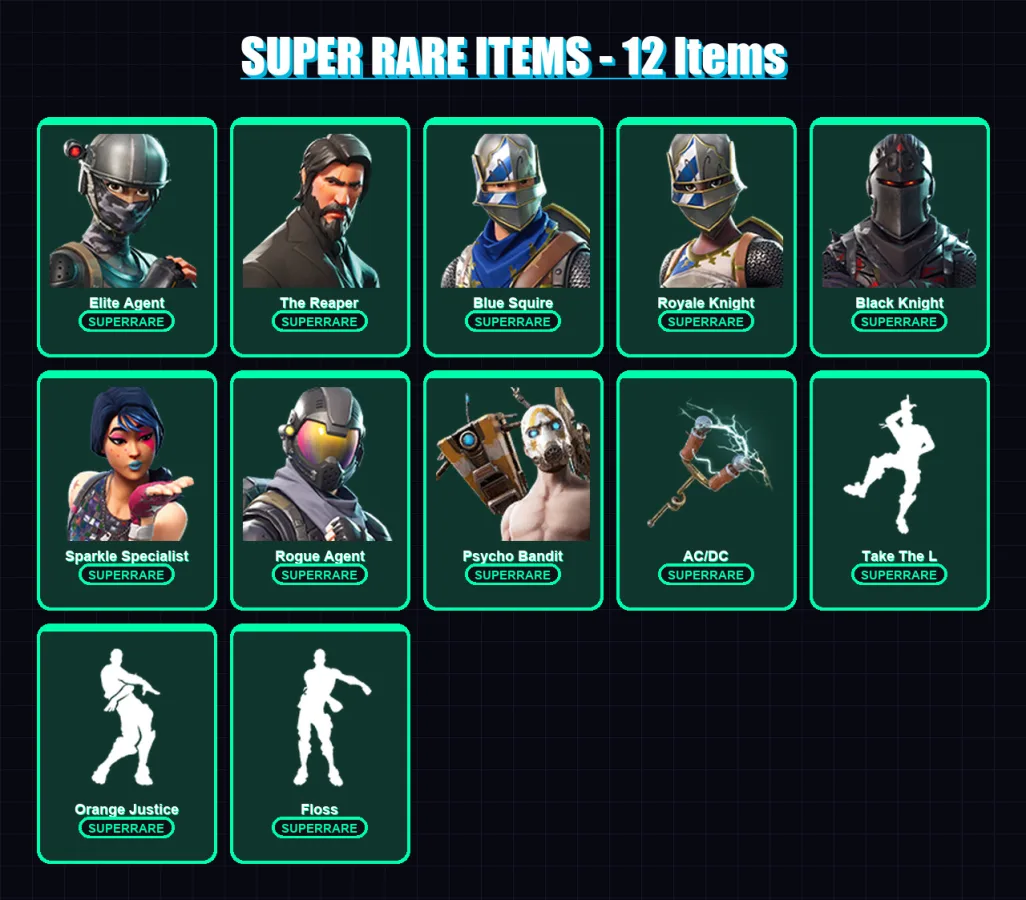 [PC/PSN] | Elite Agent | The Reaper | Blue Squire | Royale Knight | Black Knight | 40 skin | 23 pickaxe | 37 emote | 28 glider | Lv376
