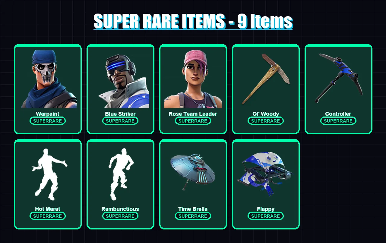[PS4/PS5/XBOX/PC] | Warpaint | Blue Striker | Rose Team Leader | Deadpool | Midas | 66 skin | 75 pickaxe | 75 emote | 75 glider | Lv1061 — Fortnite account