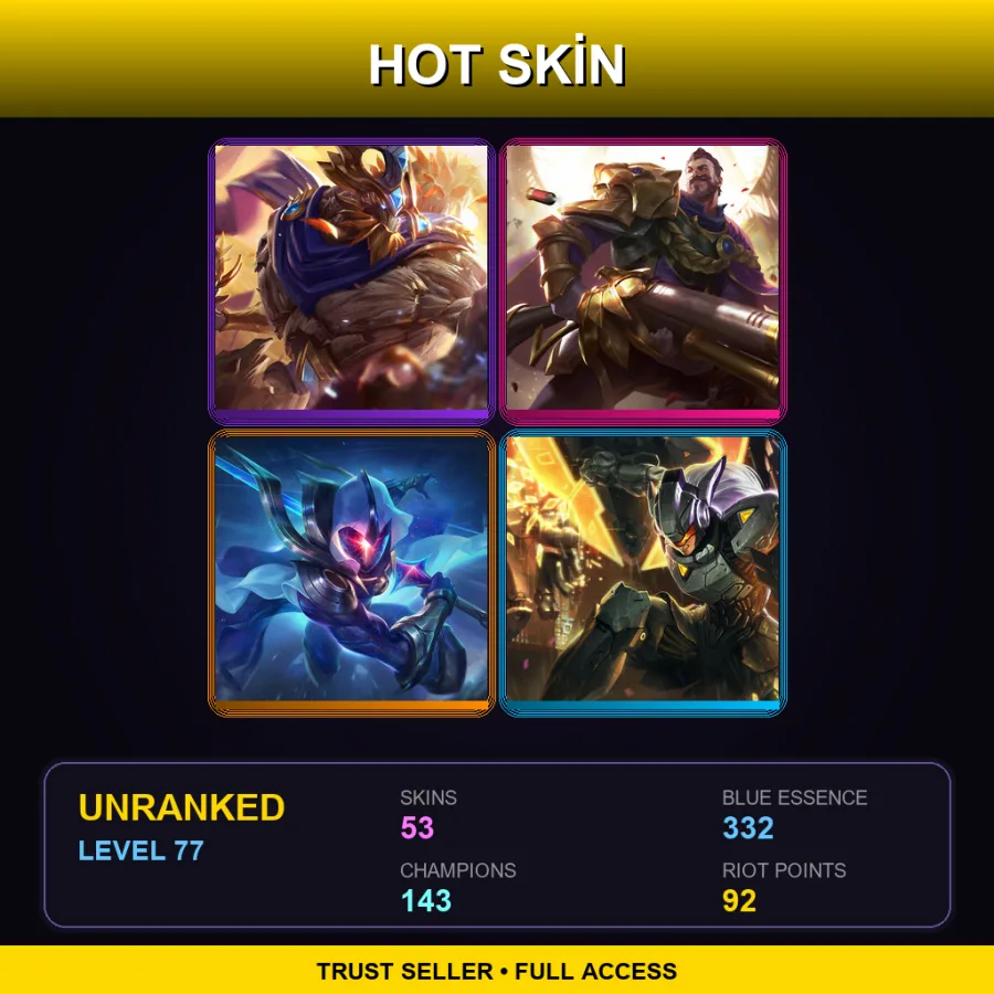 EUW | Victorious Maokai | Victorious Graves | Cosmic Blade Master Yi | PROJECT: Leona | 53 Skin | 143 Champ | Lv77