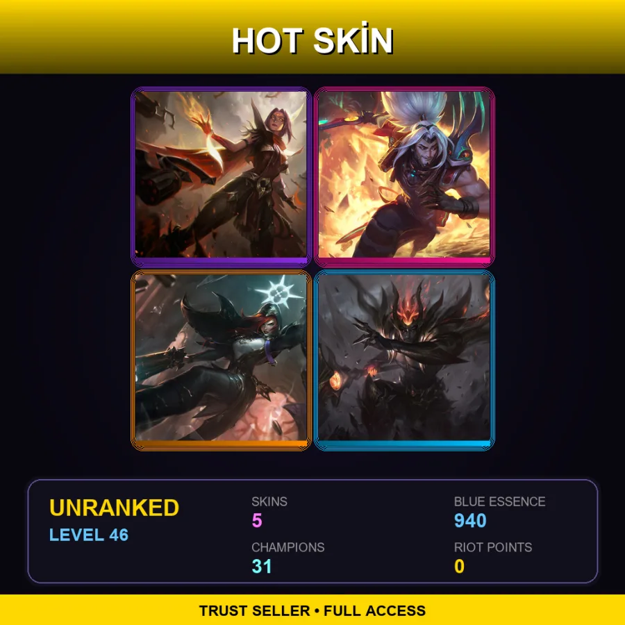EUNE | Lv46 | Unranked | 5 Skin | 31 Champ — LoL account
