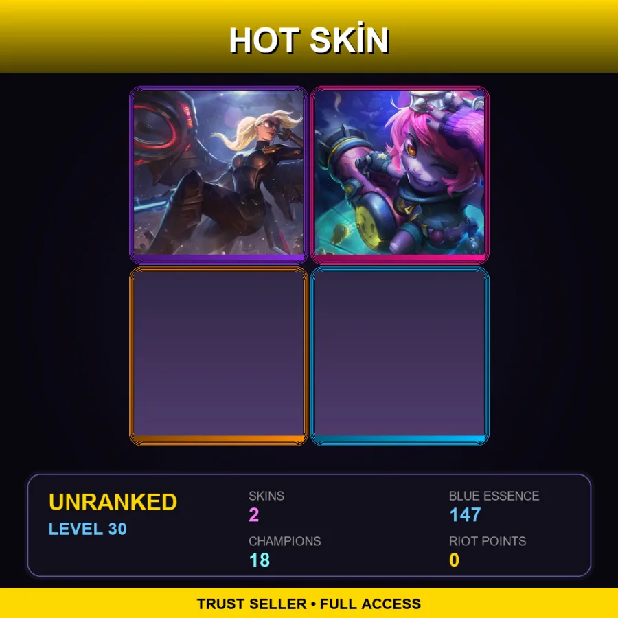LAS | Lv30 | Unranked | 2 Skin | 18 Champ — LoL account