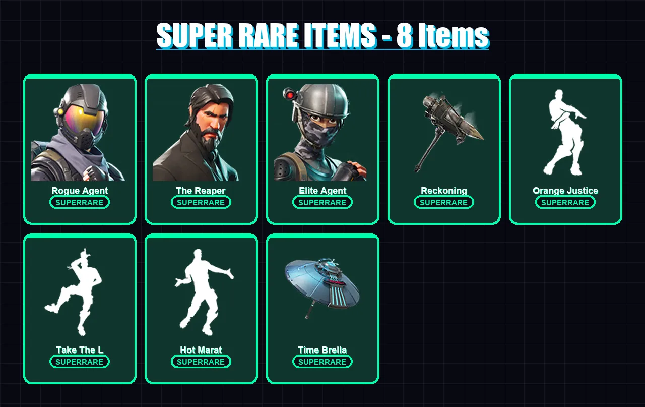 [PC/PSN] | Rogue Agent | The Reaper | Elite Agent | Drift | Carbide | 41 skin | 46 pickaxe | 50 emote | 52 glider | Lv936