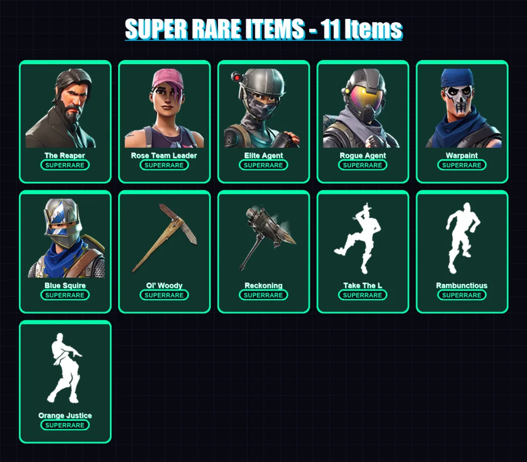[PC/XBOX/PSN] | The Reaper | Rose Team Leader | Elite Agent | Rogue Agent | Warpaint | 86 skin | 94 pickaxe | 57 emote | 64 glider | Lv735