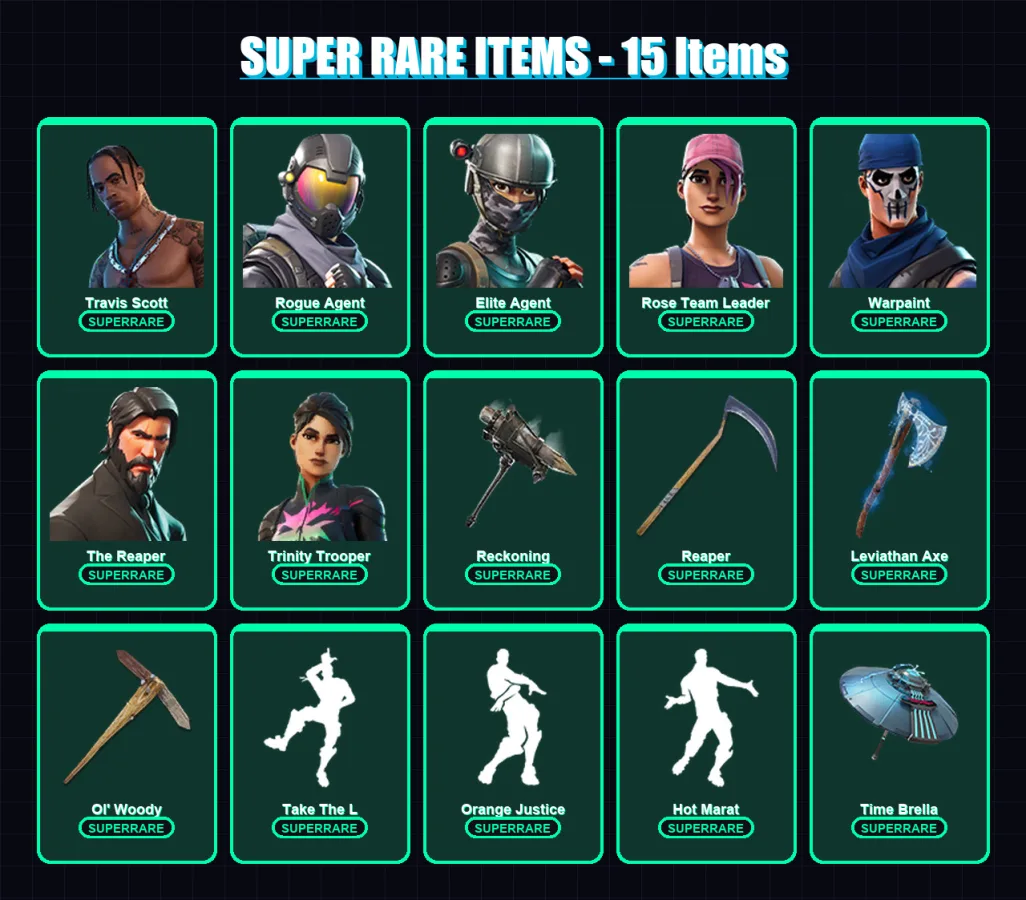 [PS4/PS5/PC] | Travis Scott | Rogue Agent | Elite Agent | Rose Team Leader | Warpaint | 163 skin | 143 pickaxe | 117 emote | 133 glider | Lv2134