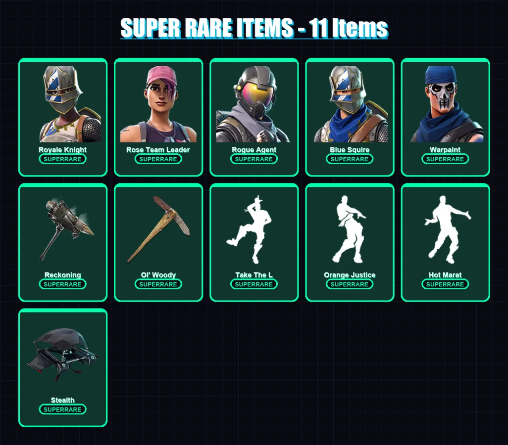 [PC/PSN] | Royale Knight | Rose Team Leader | Rogue Agent | Blue Squire | Warpaint | 101 skin | 76 pickaxe | 94 emote | 74 glider | Lv991 — Fortnite account