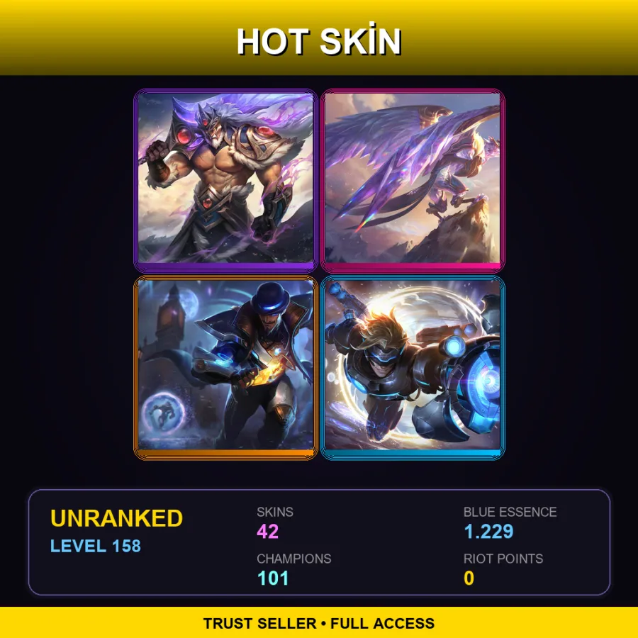 ME | Lv158 | Unranked | 42 Skin | 101 Champ — Unranked / Smurf League of Legends