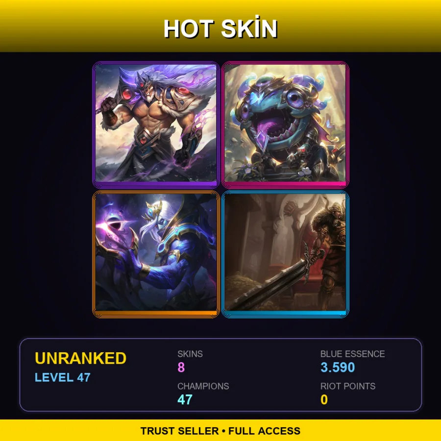 BR | Lv47 | Unranked | 8 Skin | 47 Champ — LoL account