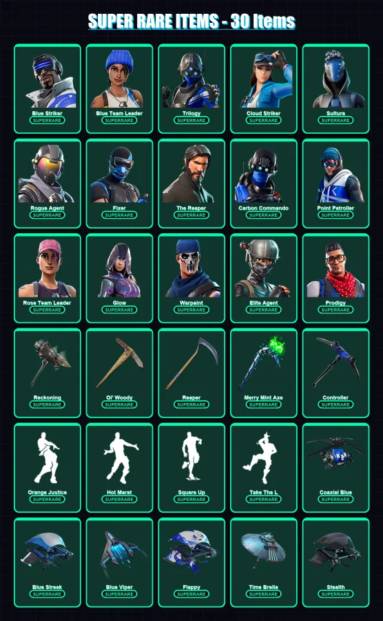 [PS4/PS5/XBOX/PC] | Blue Striker | Blue Team Leader | Trilogy | Cloud Striker | Sultura | 123 skin | 107 pickaxe | 109 emote | 108 glider | Lv1410 — Fortnite account