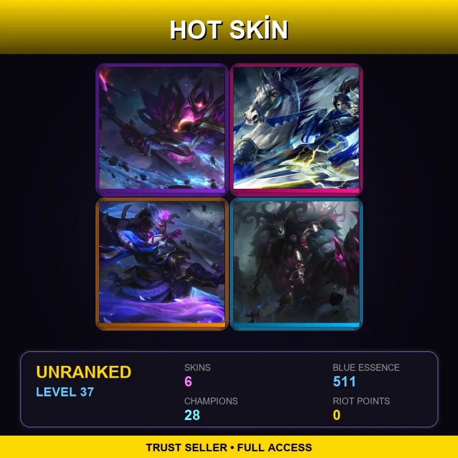 VN | Lv37 | Unranked | 6 Skin | 28 Champ — LoL account