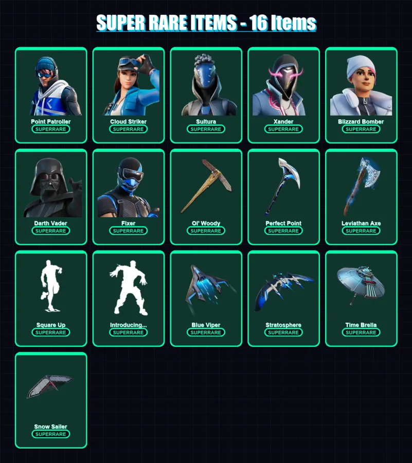 [PC/XBOX] | Point Patroller | Cloud Striker | Sultura | Xander | Blizzard Bomber | 194 skin | 203 pickaxe | 151 emote | 145 glider | Lv2325 — Fortnite account