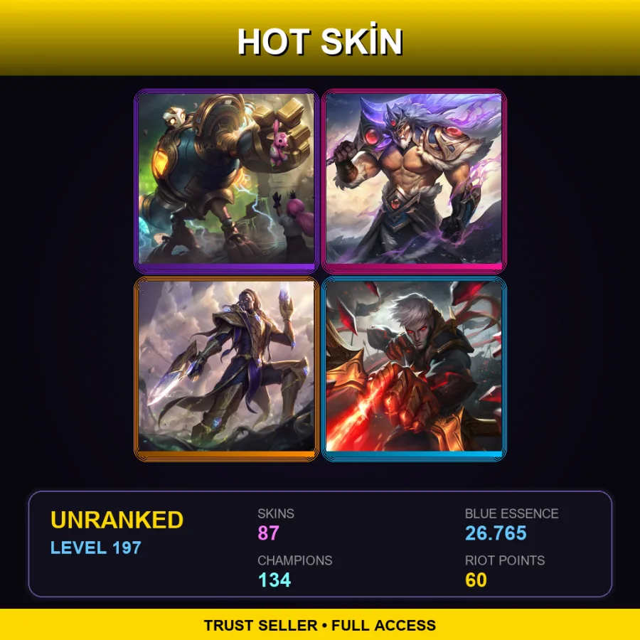 VN | Lv197 | Unranked | 87 Skin | 134 Champ