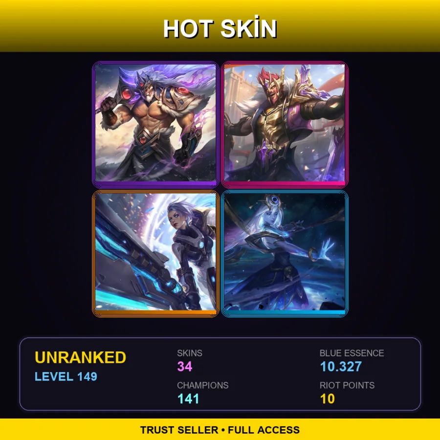 LAN | Lv149 | Unranked | 34 Skin | 141 Champ — Dawnbringer Vayne