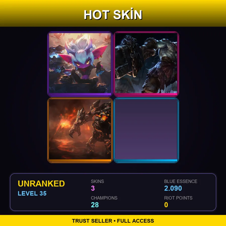 OCE | Lv35 | Unranked | 3 Skin | 28 Champ — LoL account