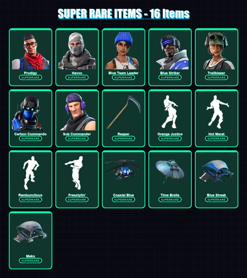 [PC/XBOX/PSN] | Prodigy | Havoc | Blue Team Leader | Blue Striker | Trailblazer | 22 skin | 26 pickaxe | 30 emote | 32 glider | Lv475
