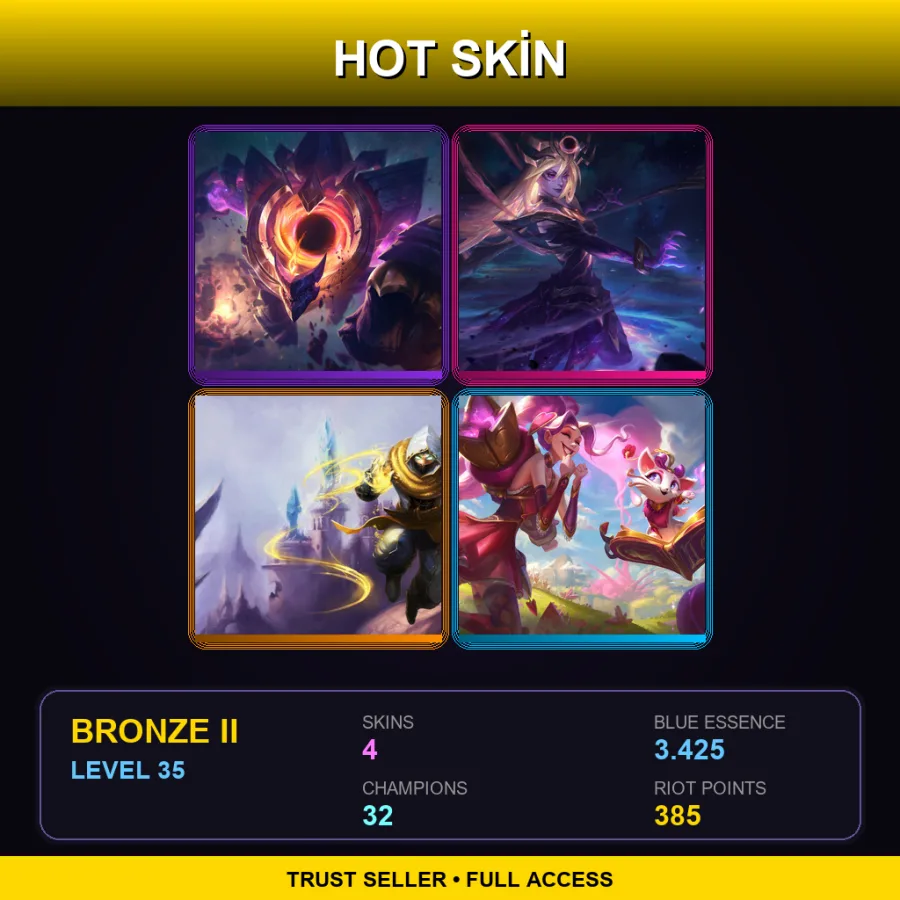 EUW | Lv35 | Bronze II | 4 Skin | 32 Champ