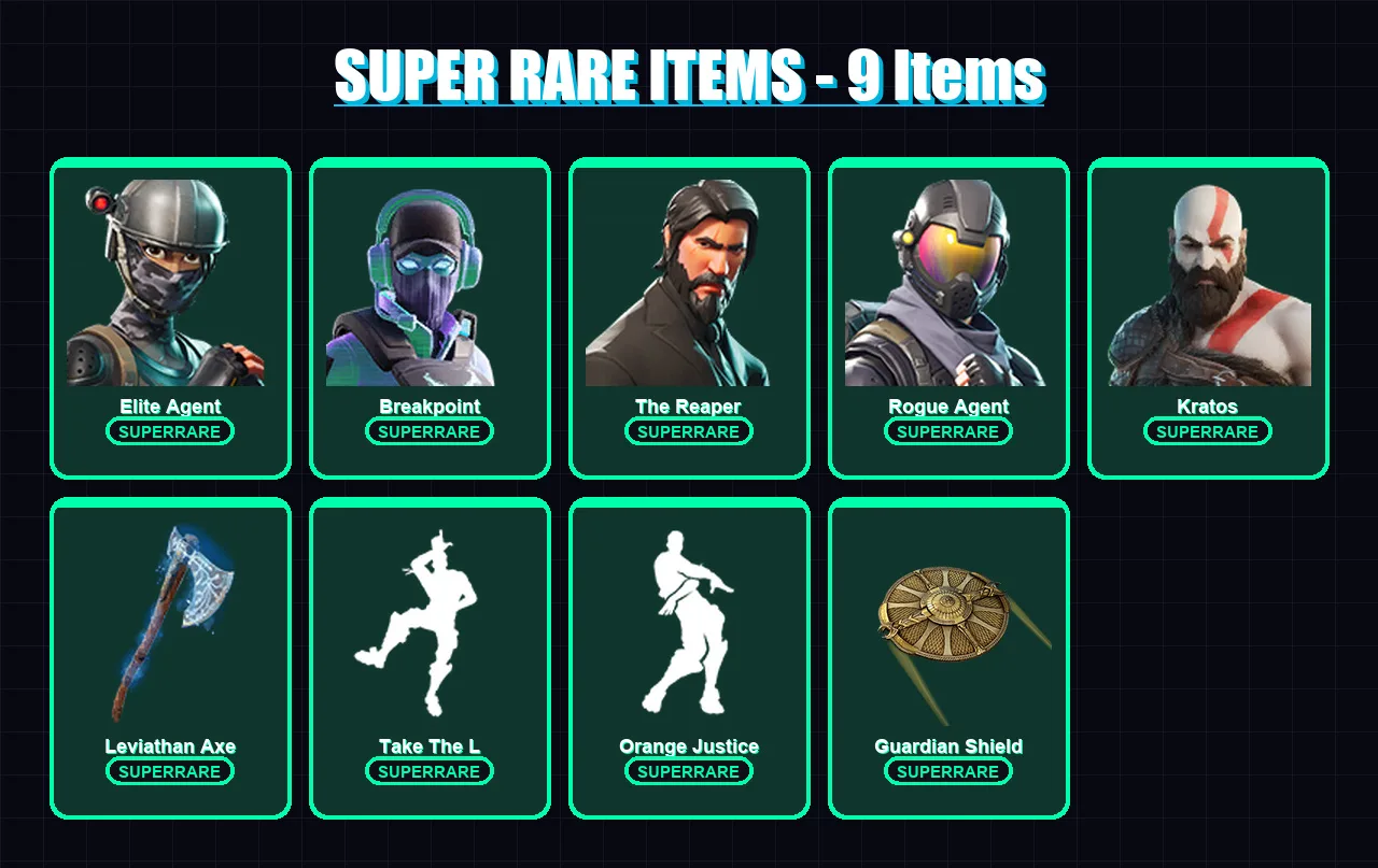 [PC/XBOX/PSN] | Elite Agent | Breakpoint | The Reaper | Rogue Agent | Kratos | 139 skin | 122 pickaxe | 94 emote | 108 glider | Lv1654