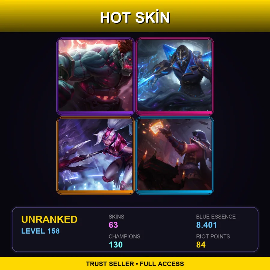 EUW | Lv158 | Unranked | 63 Skin | 130 Champ
