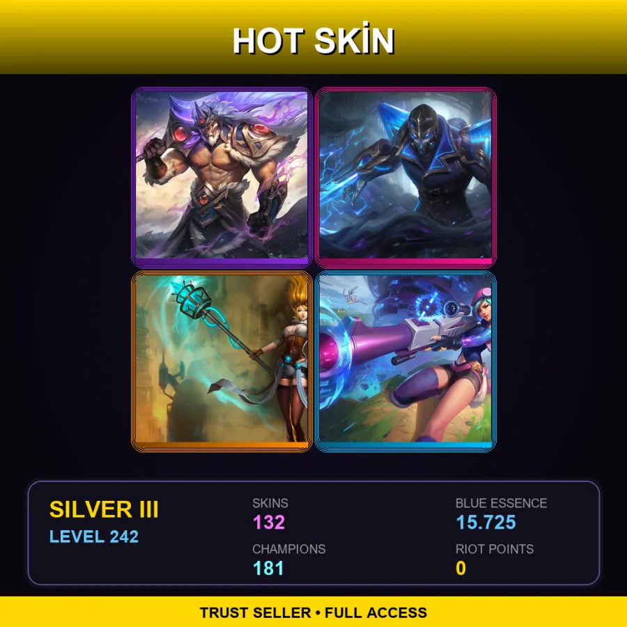 VN | Lv242 | Silver III | 132 Skin | 181 Champ — LoL account