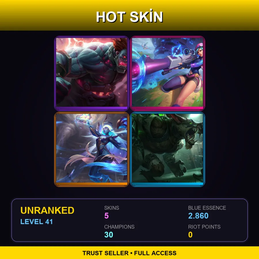 LAS | Lv41 | Unranked | 5 Skin | 30 Champ — LoL account
