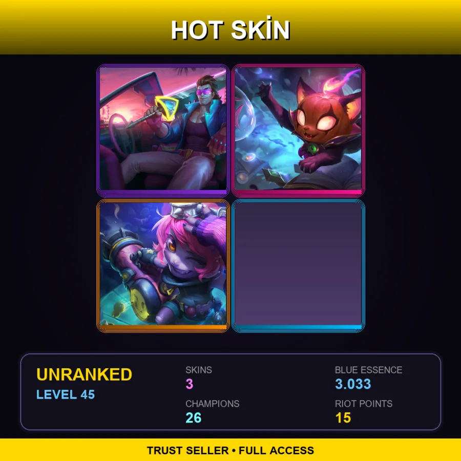 TR | Lv45 | Unranked | 3 Skin | 26 Champ