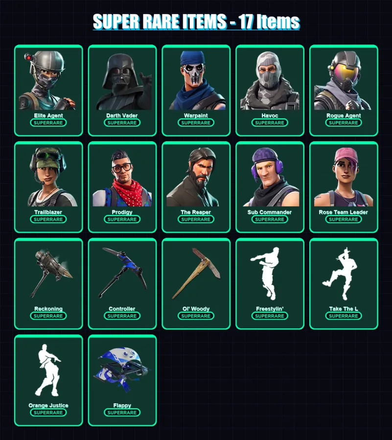 [PC/XBOX/PSN] | Elite Agent | Darth Vader | Warpaint | Havoc | Rogue Agent | 84 skin | 76 pickaxe | 67 emote | 85 glider | Lv1067