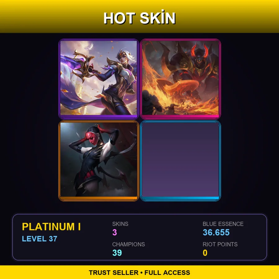LAS | Lv37 | Platinum I | 3 Skin | 39 Champ — LoL account