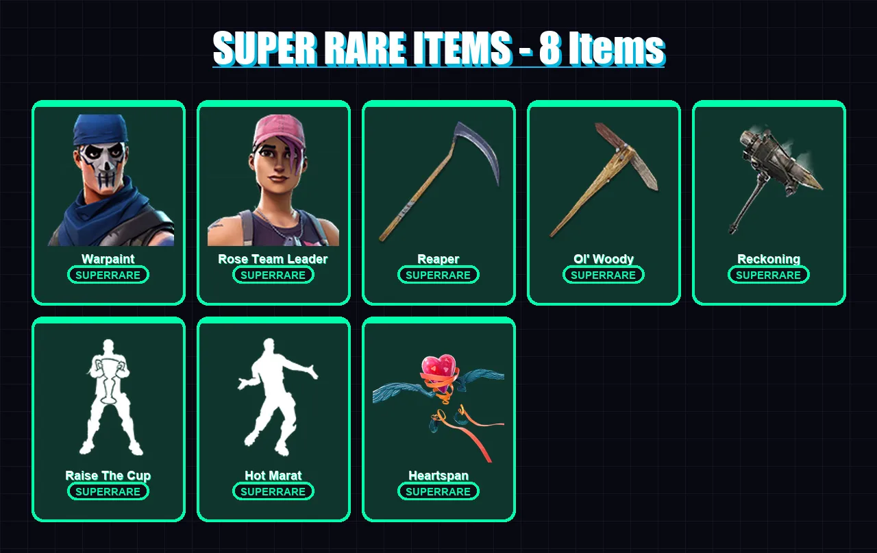 [PC/XBOX/PSN] | Warpaint | Rose Team Leader | Lynx | Inferno | Rox | 99 skin | 86 pickaxe | 86 emote | 77 glider | Lv966