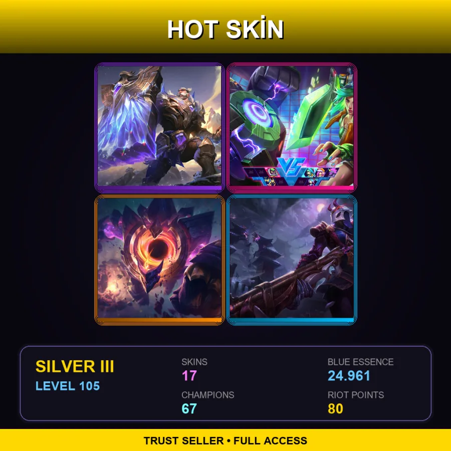 EUW | Lv105 | Silver III | 17 Skin | 67 Champ — LoL account