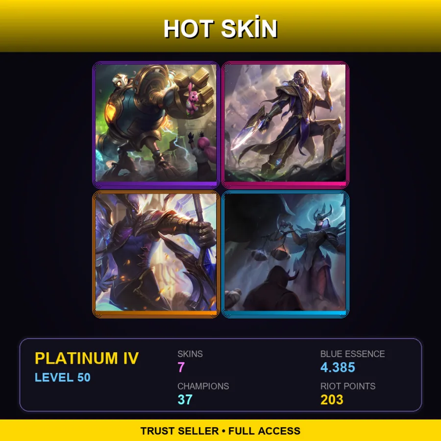 EUW | Victorious Blitzcrank | Victorious Lucian | Victorious Aatrox | Judgment Kayle | 7 Skin | 37 Champ | Platinum IV | Lv50 — LoL account