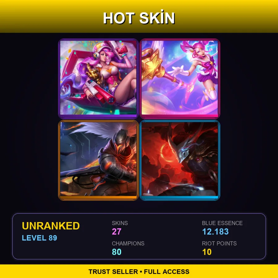 TR | Lv89 | Unranked | 27 Skin | 80 Champ