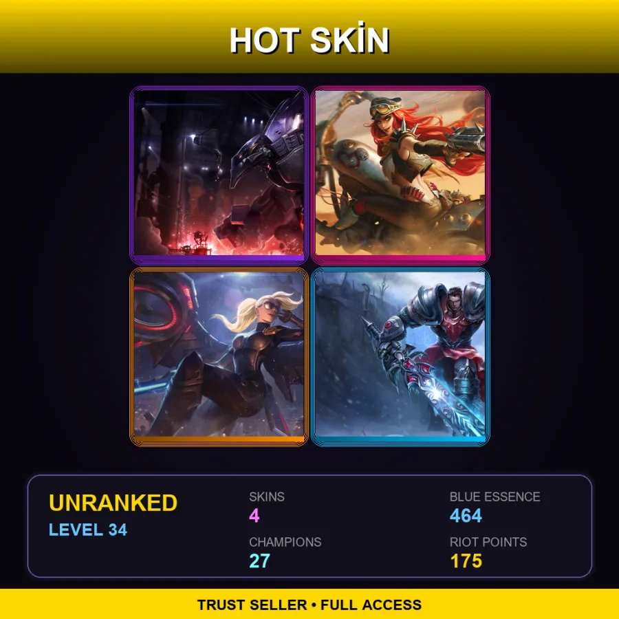 NA | Lv34 | Unranked | 4 Skin | 27 Champ