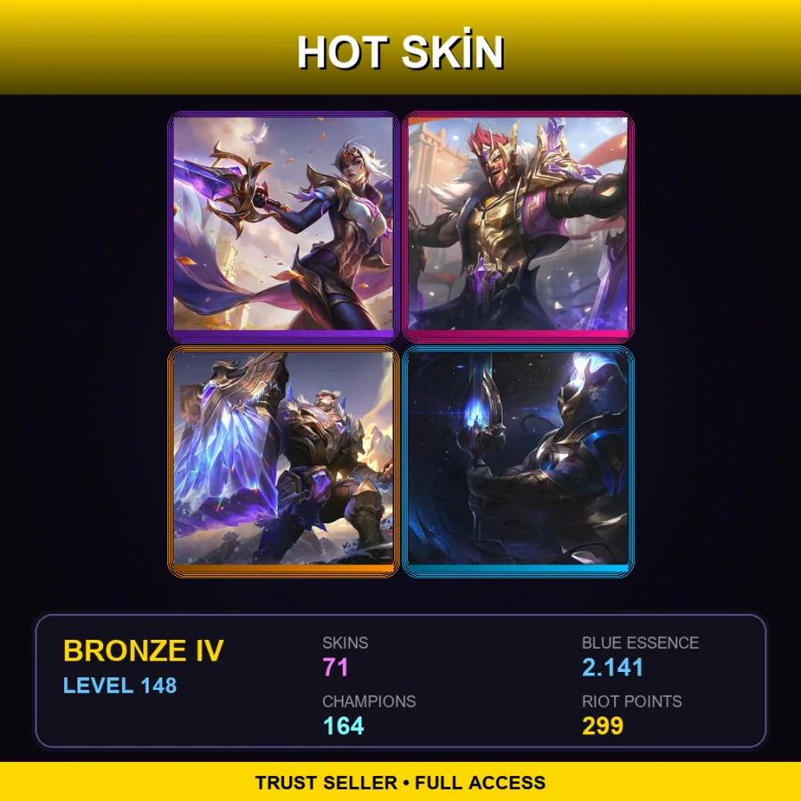 NA | Lv148 | Bronze IV | 71 Skin | 164 Champ