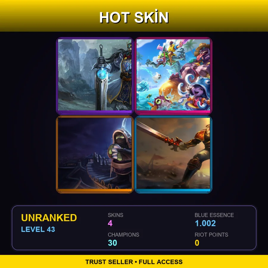 TR | Lv43 | Unranked | 4 Skin | 30 Champ