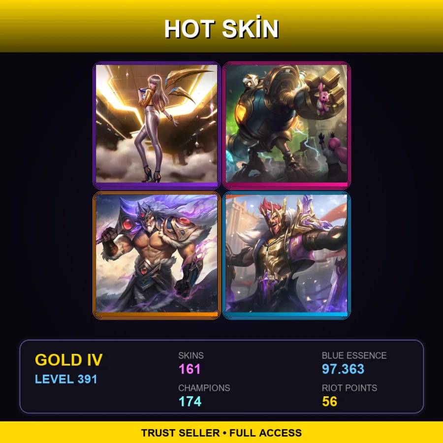 EUNE | Lv391 | Gold IV | 161 Skin | 174 Champ — LoL account
