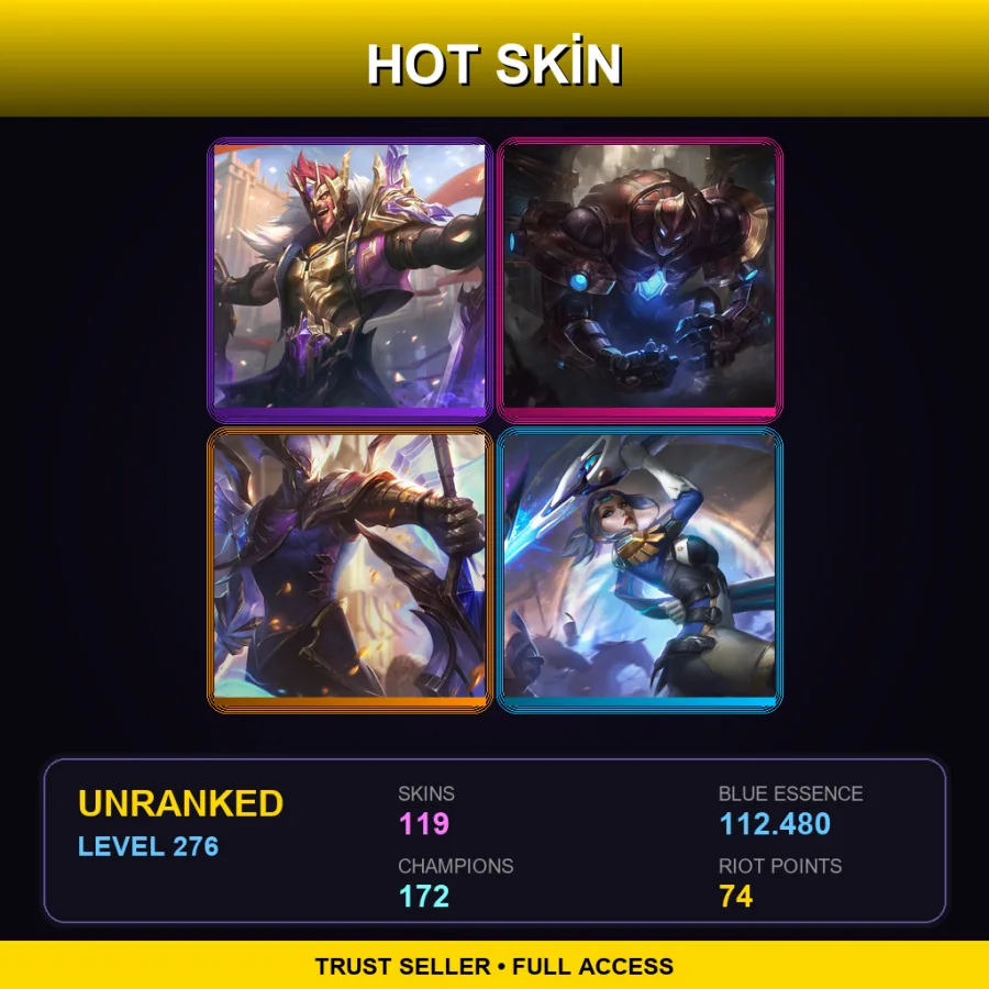 NA | Lv276 | Unranked | 119 Skin | 172 Champ — LoL account