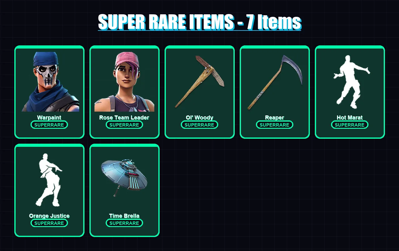 [PC/XBOX/PSN] | Warpaint | Rose Team Leader | Carbide | Zenith | Omega | 39 skin | 35 pickaxe | 36 emote | 36 glider | Lv524