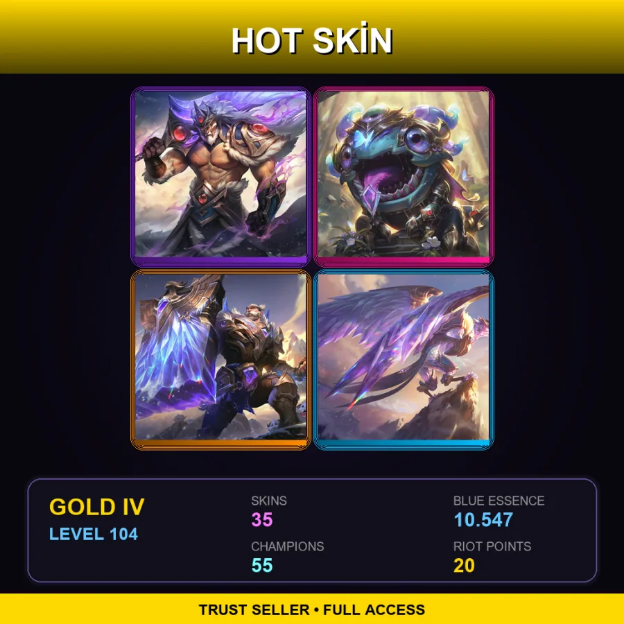 LAS | Lv104 | Gold IV | 35 Skin | 55 Champ