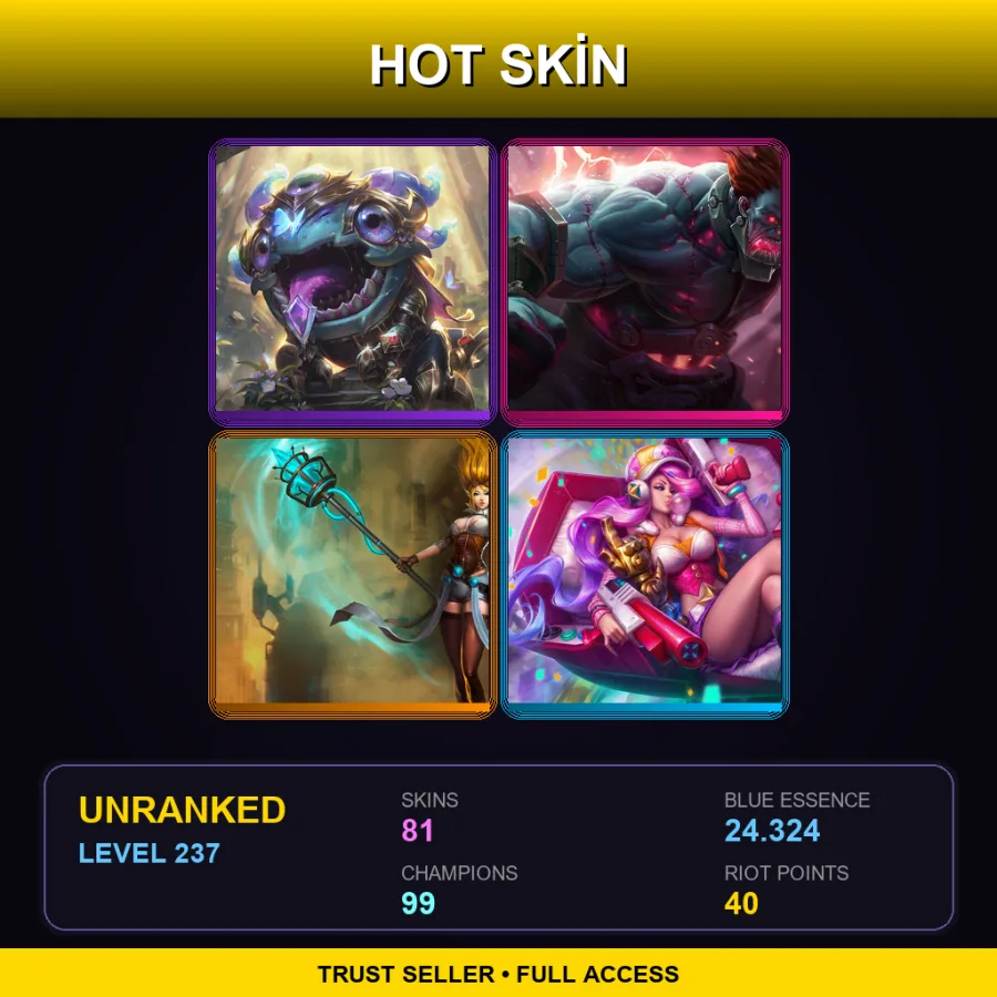 LAN | Victorious Kog'Maw | Hextech Sion | Hextech Janna | Arcade Miss Fortune | 81 Skin | 99 Champ | Lv237