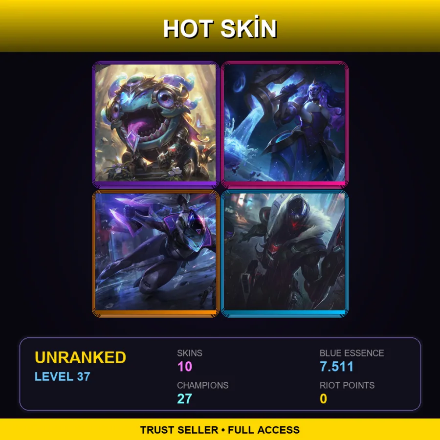 SG | Lv37 | Unranked | 10 Skin | 27 Champ — LoL account
