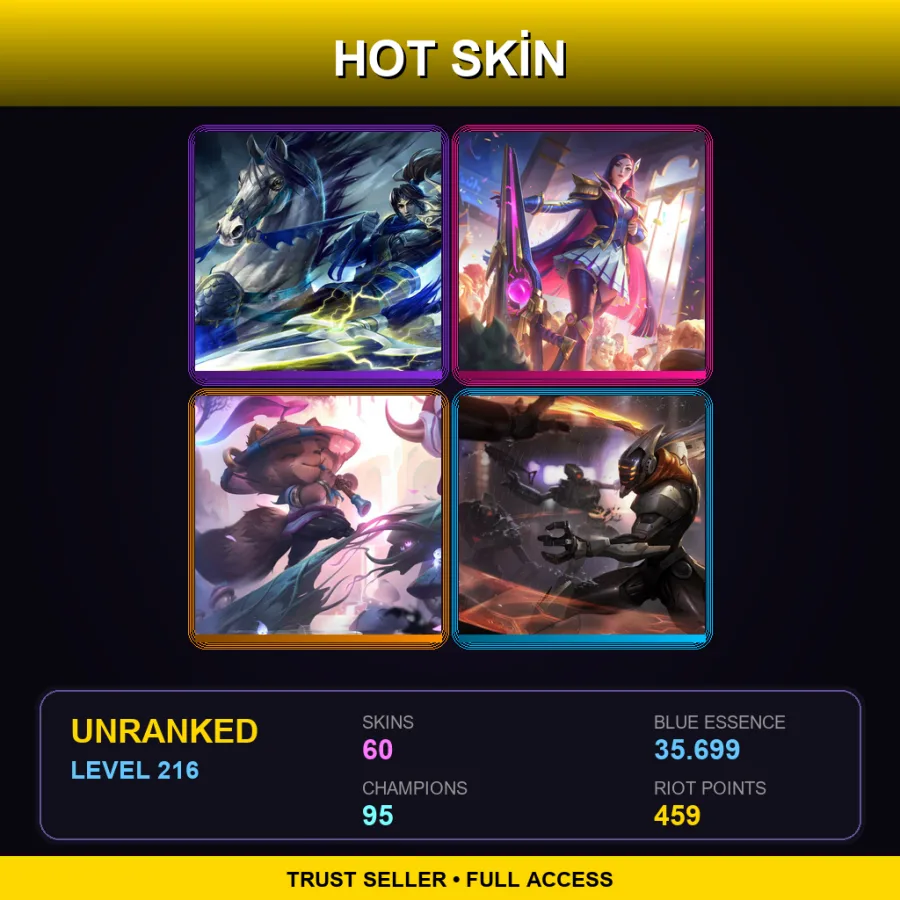 EUNE | Lv216 | Unranked | 60 Skin | 95 Champ — LoL account