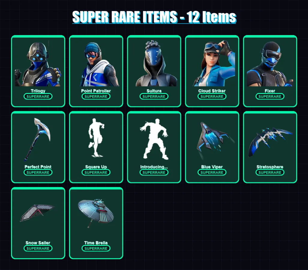 [PS4/PS5/XBOX/PC] | Trilogy | Point Patroller | Sultura | Cloud Striker | Fixer | 102 skin | 119 pickaxe | 108 emote | 110 glider | Lv1540 — Fortnite account