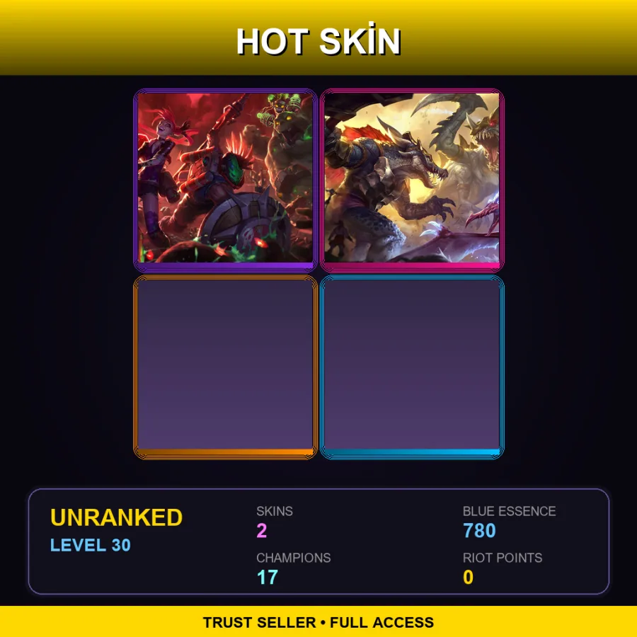 LAN | Zombie Slayer Pantheon | Prehistoric Cho'Gath | 2 Skin | 17 Champ | Lv30