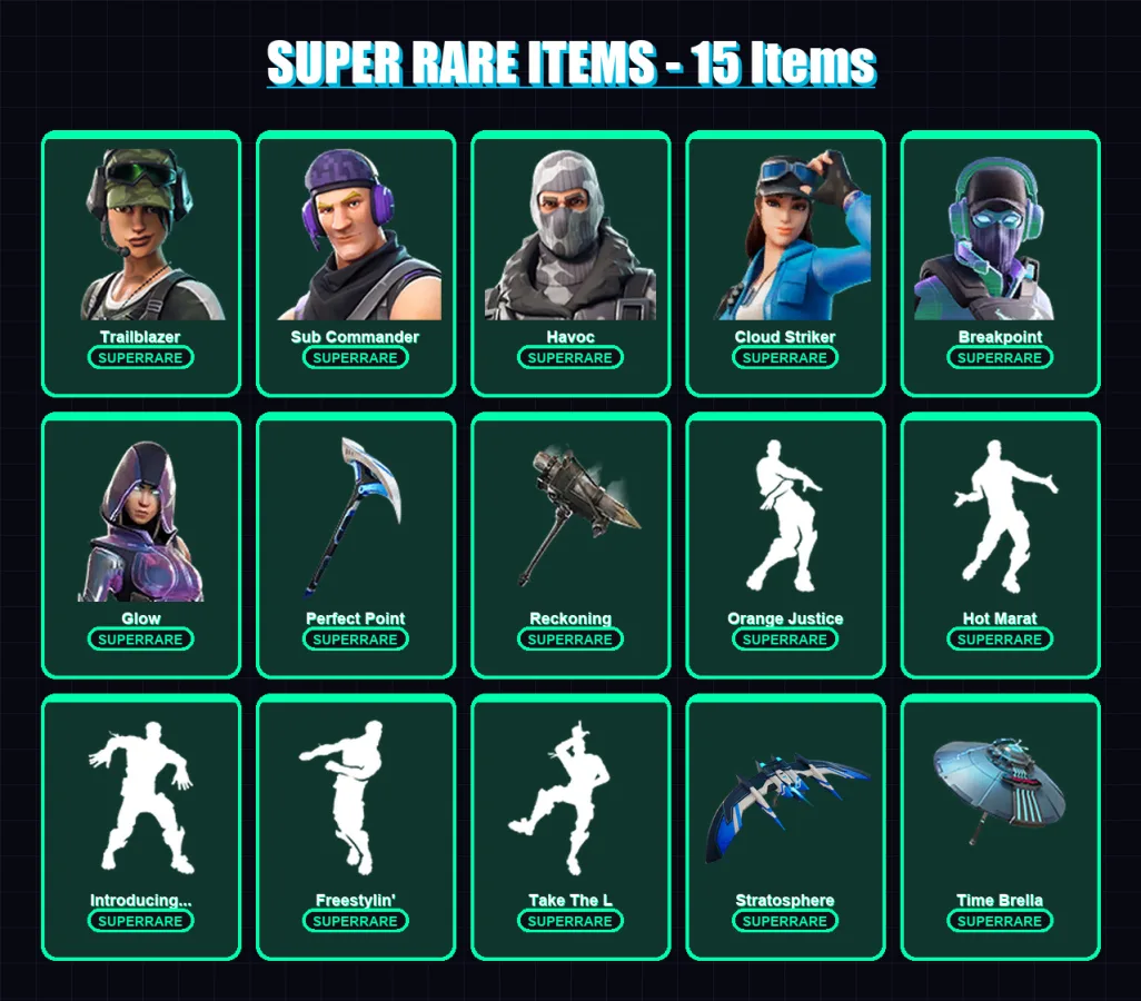 [PC/XBOX] | Trailblazer | Sub Commander | Havoc | Cloud Striker | Breakpoint | 122 skin | 137 pickaxe | 133 emote | 131 glider | Lv2245